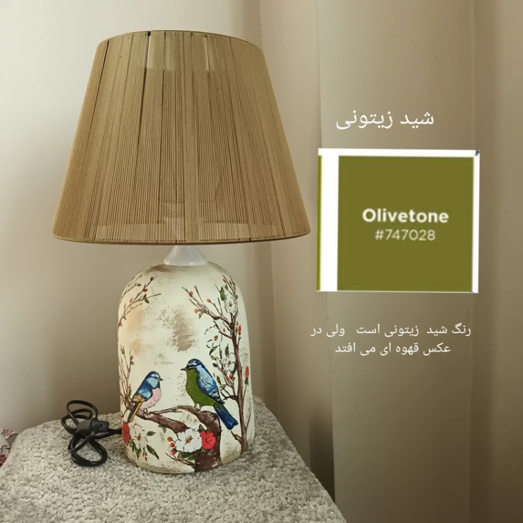 آباژور سفالی نقاشی دست مدل فانوسی بلند دو قناری