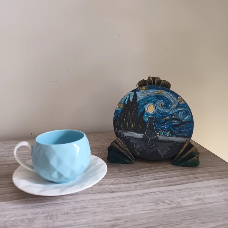 دیوارکوب نقاشی طرح  گربه در شهر