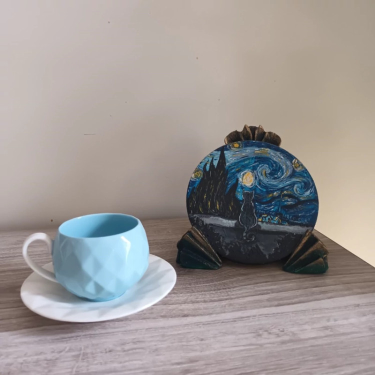 دیوارکوب نقاشی طرح گربه در شهر