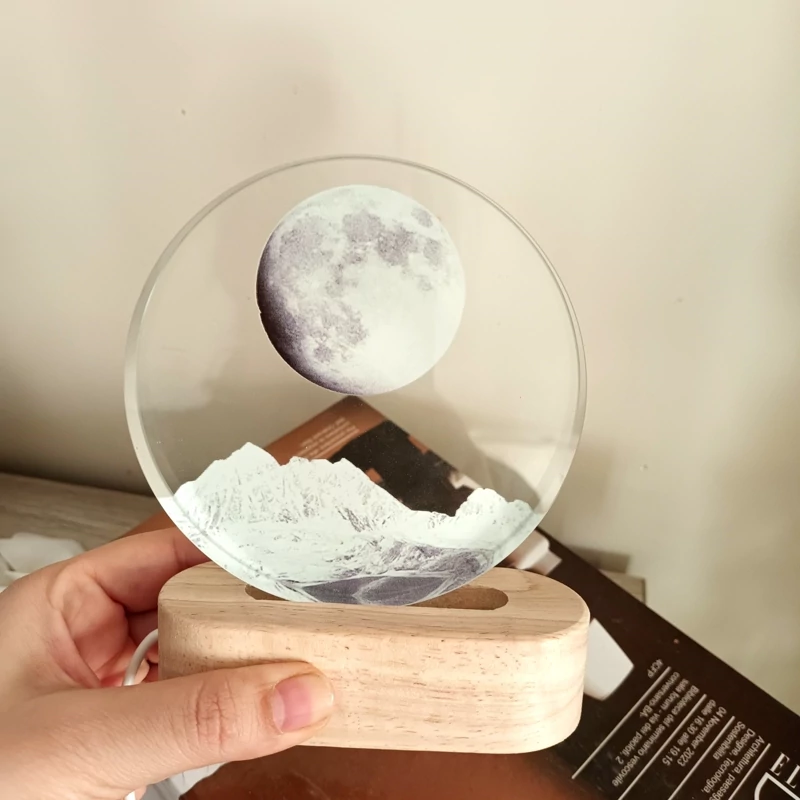 چراغ خواب شیشه ای طرح ماه و صخره