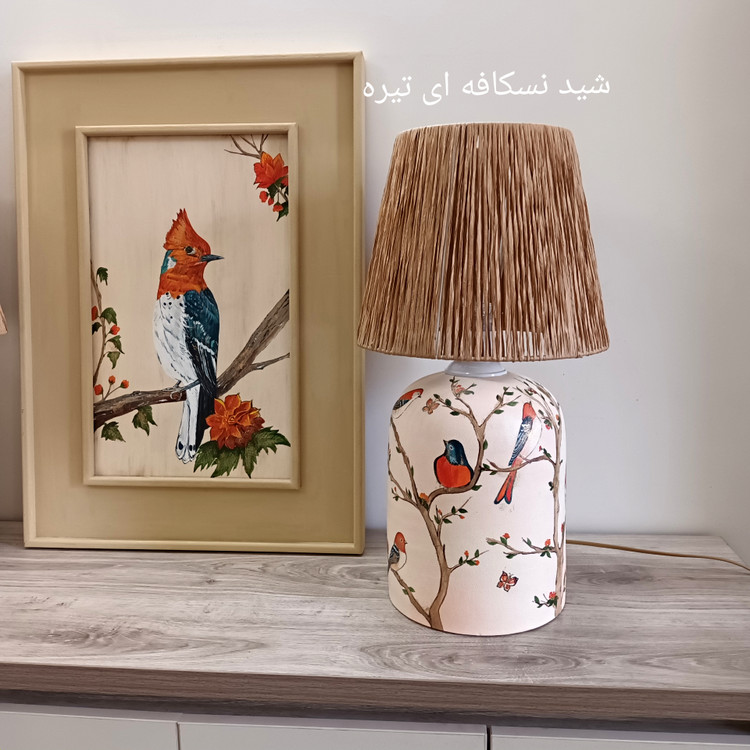 آباژور سفالی رومیزی نقاشی دست طرح شور شاخه ها