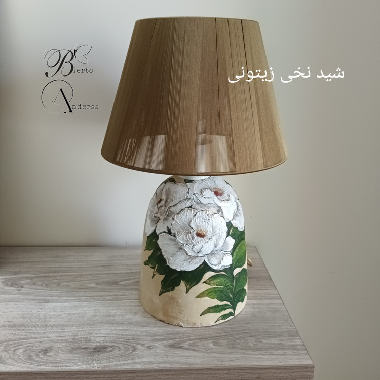 آباژور رومیزی سفالی نقاشی دست مدل رویای سپید